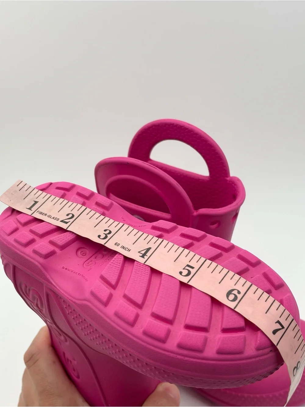CROCS Kids Hot Pink Rain Boots with Hand-Hold Handles Size 9 Toddler